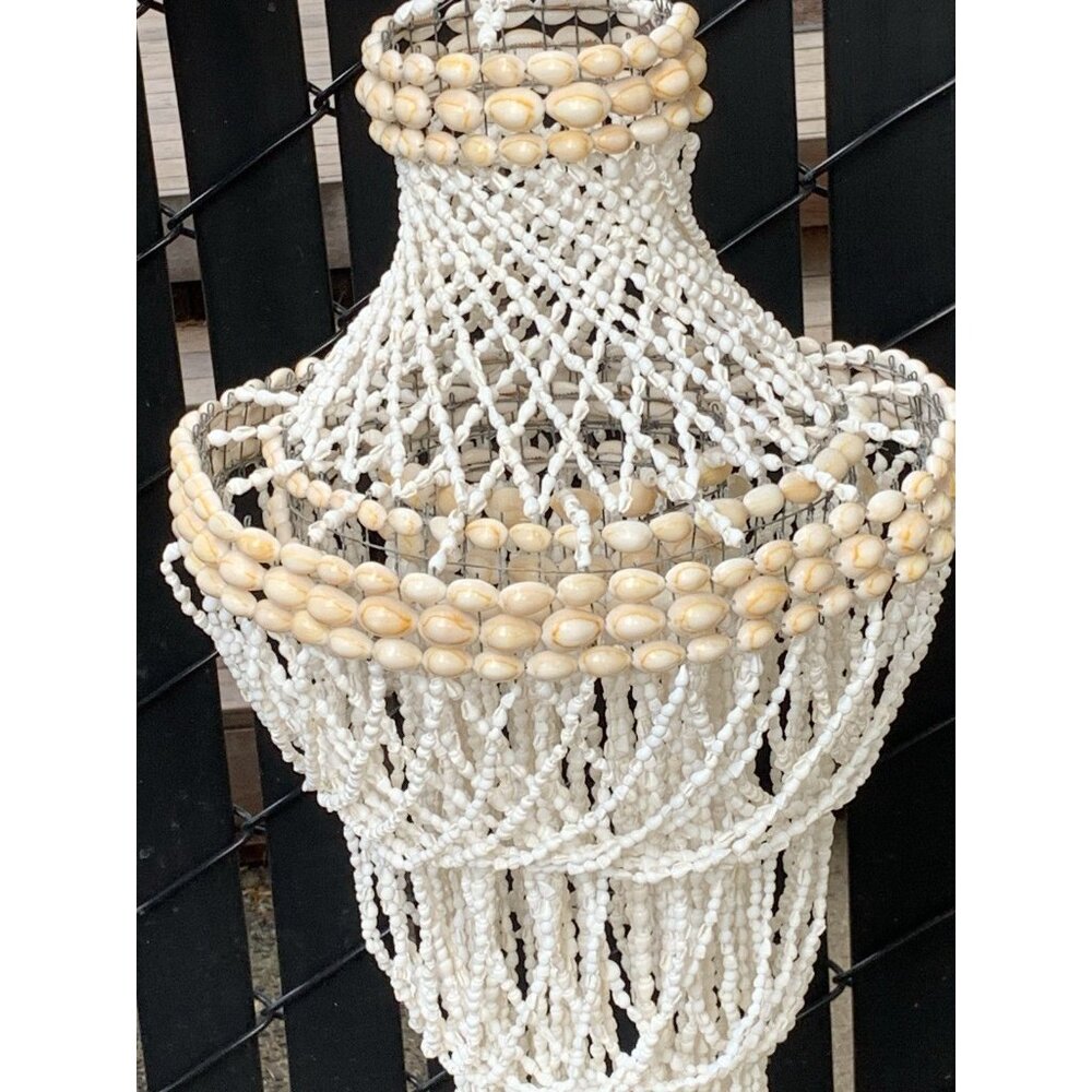 Cowrie Sea Shell Pendant Beach Boho Hanging Decor MCM 24" Tall Seashells - Picture 5 of 8